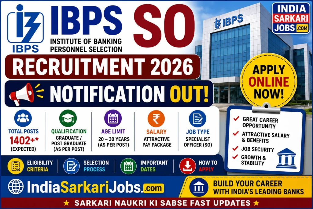IBPS SO Recruitment 2026 Notification Out - Apply Online for Specialist Officer Posts