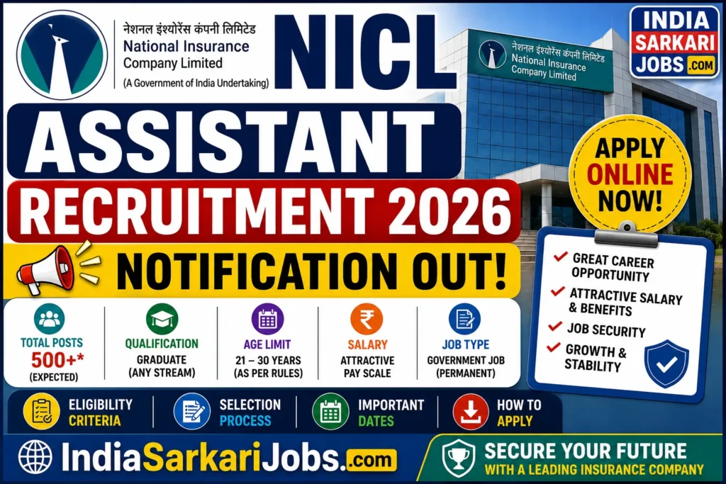 NICL Assistant Recruitment 2026 Notification Out - Apply Online for Assistant Posts